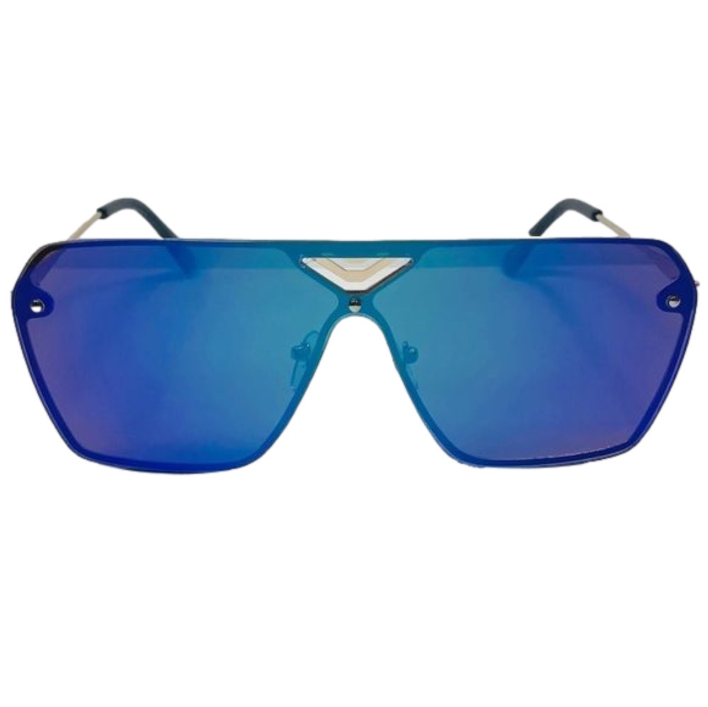 6041 | Green Mirrored Rimless Shield Sunglasses